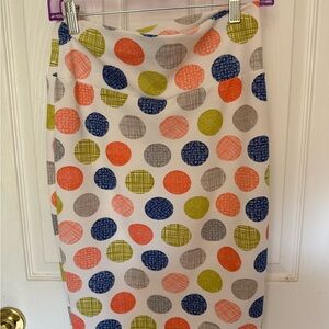 LuLaRoe Orange Green & Blue Pencil Skirt Knee-Length Casual